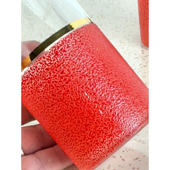 Vintage 60s pair tumblers, tangerine orange, peel skin textured, Federal Glass - Picture 6 of 10